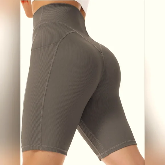 Sunzel Women's Shorts High Waist Tummy Control/ Deep Pockets Green Sz XS SNWOT - Picture 4 of 9